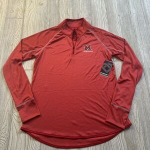 Colosseum Miami OH Red Hawks Logo 1/4 Zip Pullover Womens XL Red Lightweight NWT